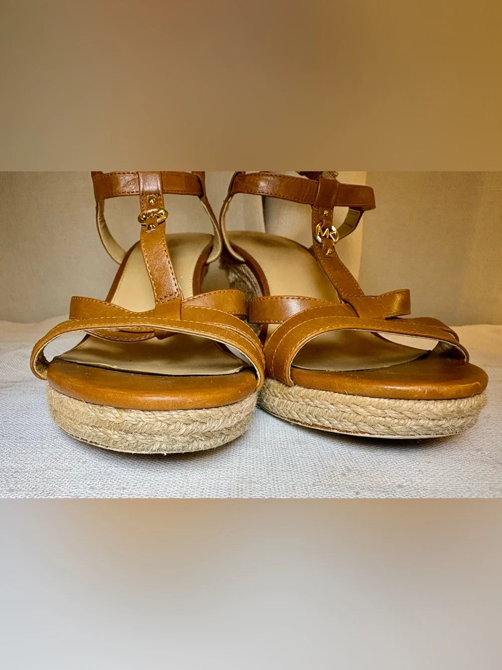 Michael Kors Cicely Espadrille Wedge Leather Sandals Resort-wear Size 9M
